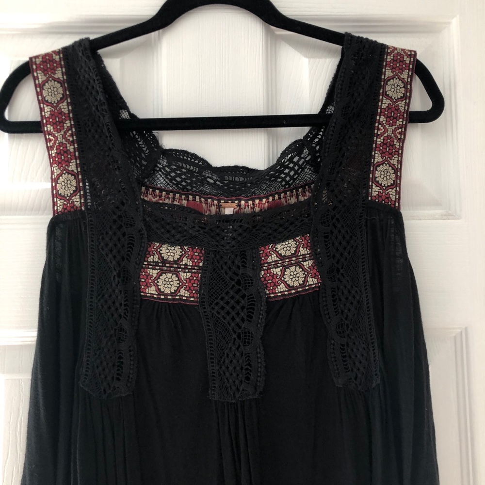 Free People black crochet/ embroidered tank